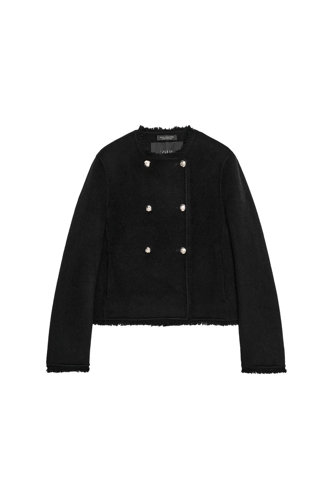 Укороченная куртка из смесовой шерсти на пуговицах ZW Collection, Zara