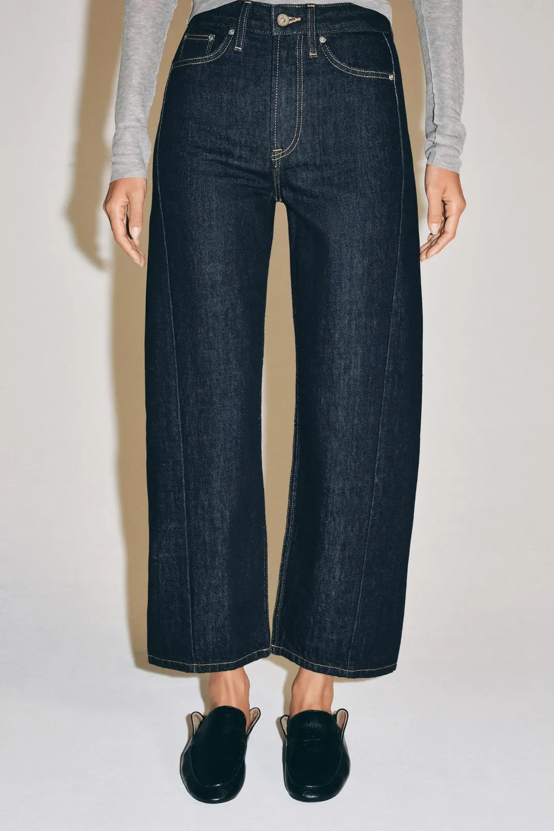 Джинсы свободного кроя до щиколотки со средней посадкой ZW Collection, Zara