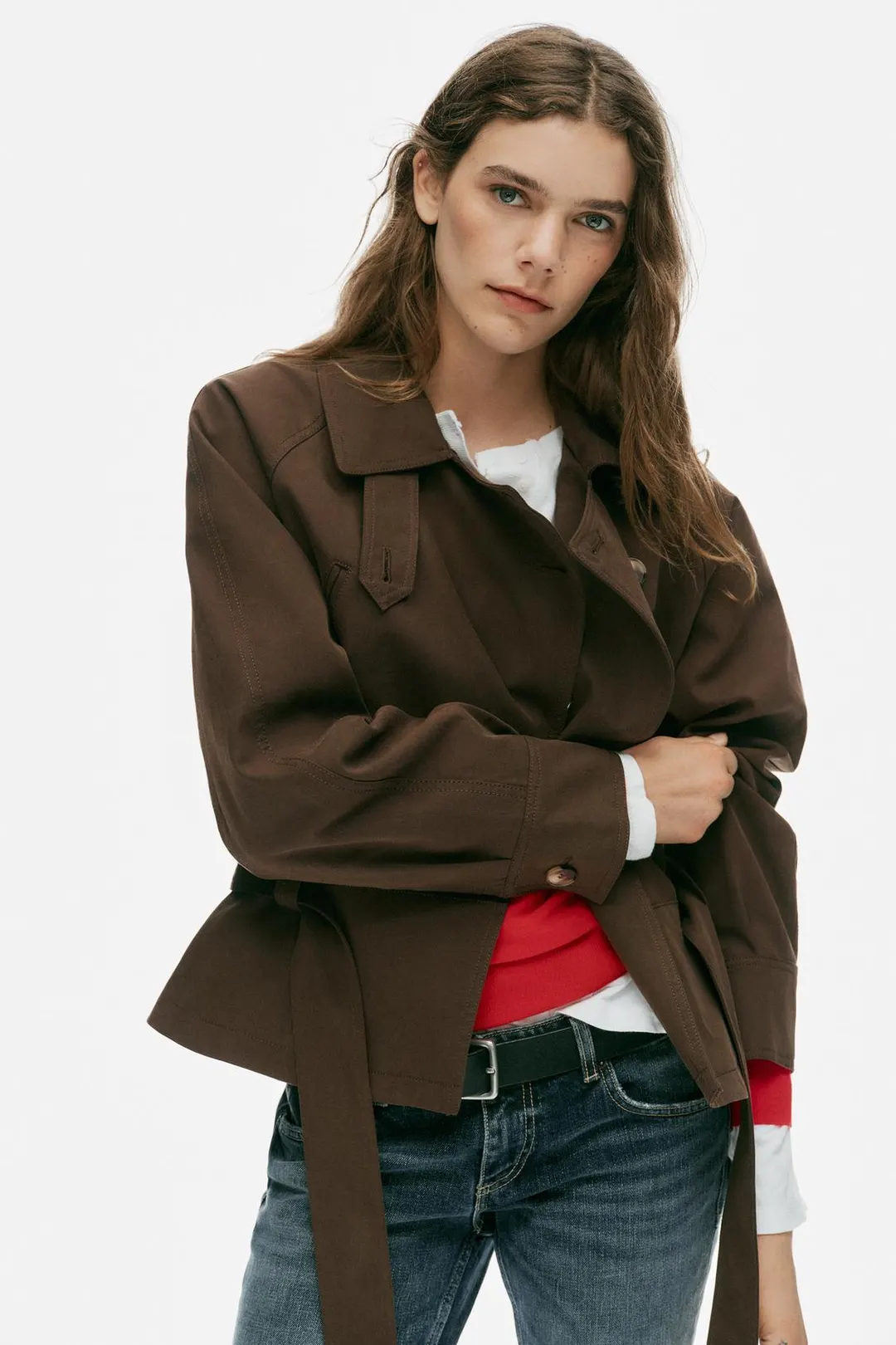 Укороченная двубортная куртка-тренч, Zara