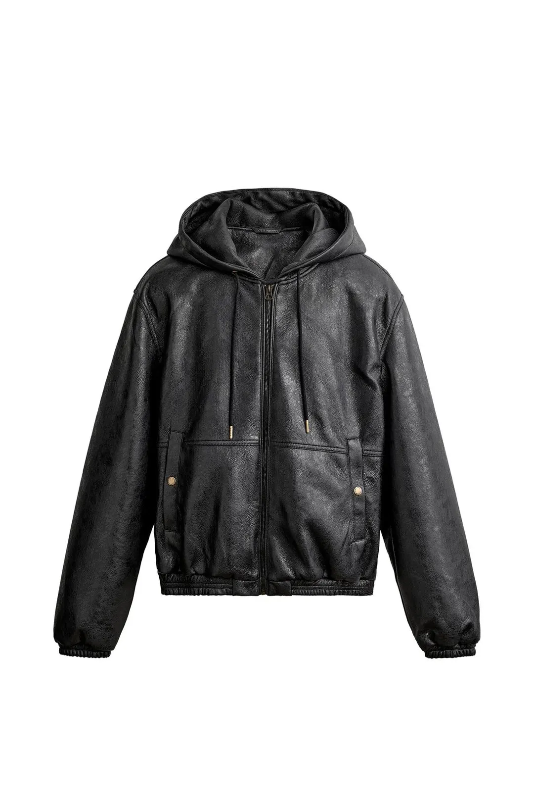 Куртка-бомбер с капюшоном под кожу, Zara