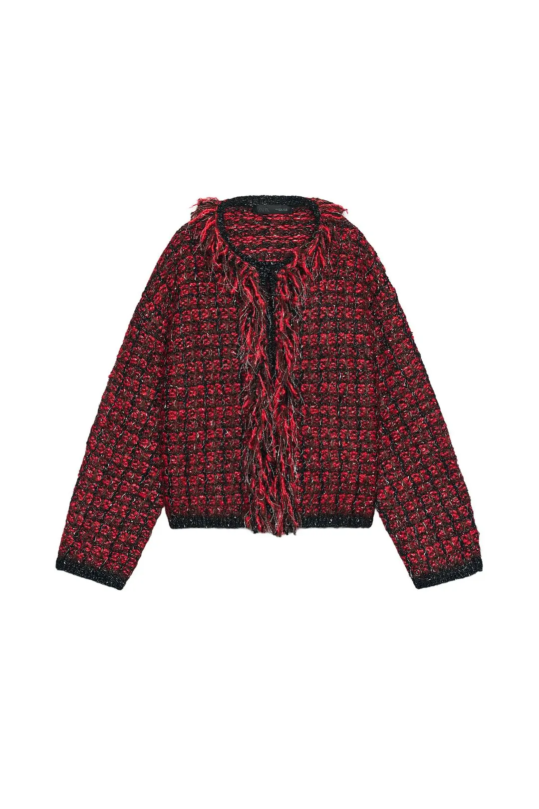 Структурный кардиган с бахромой, Zara