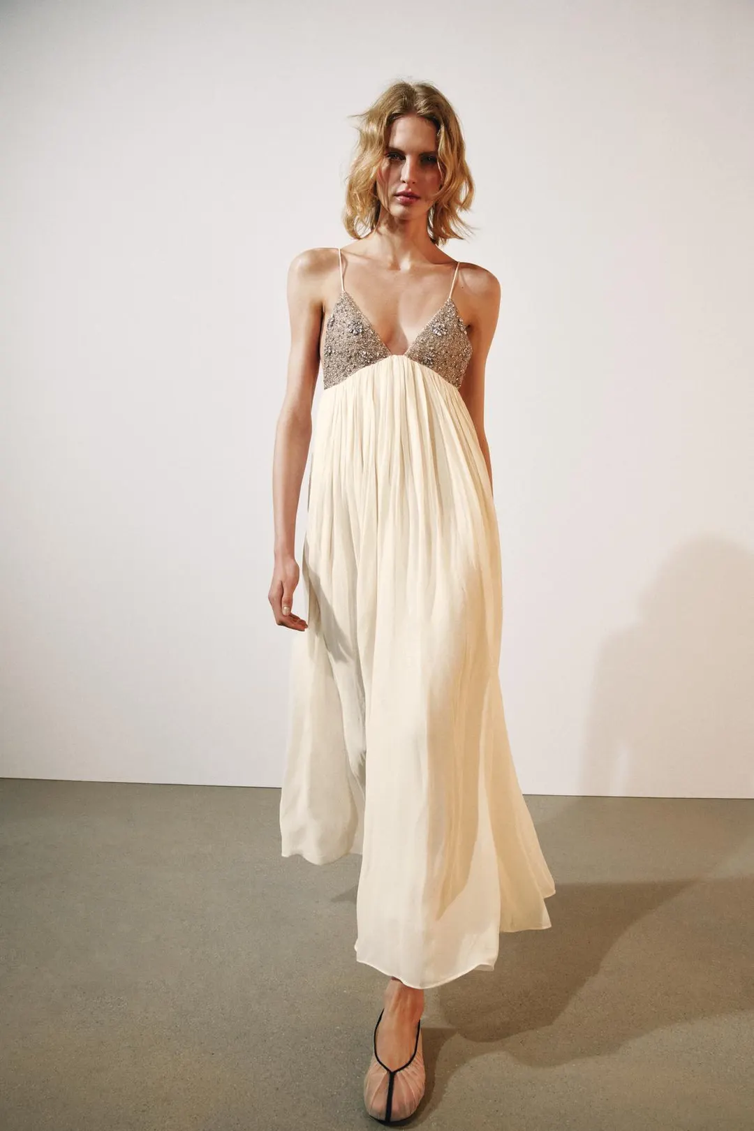 Платье миди с бисером ZW Collection, Zara