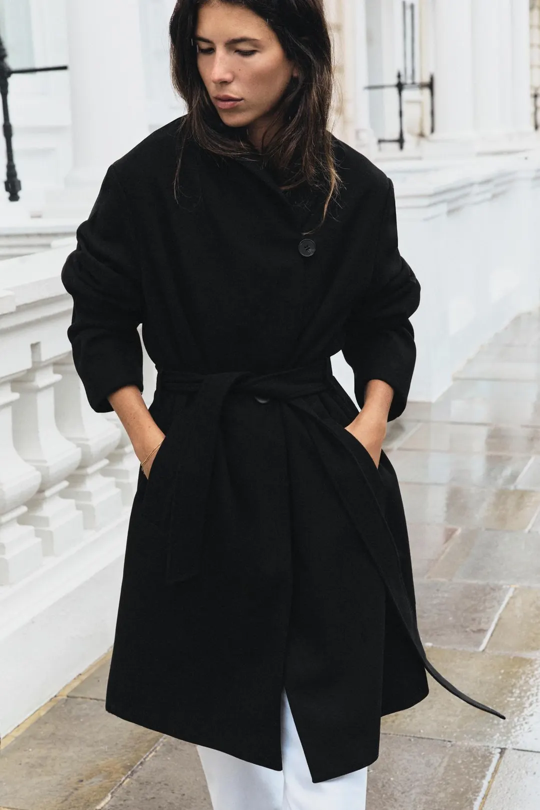 Мягкое пальто с поясом, Zara