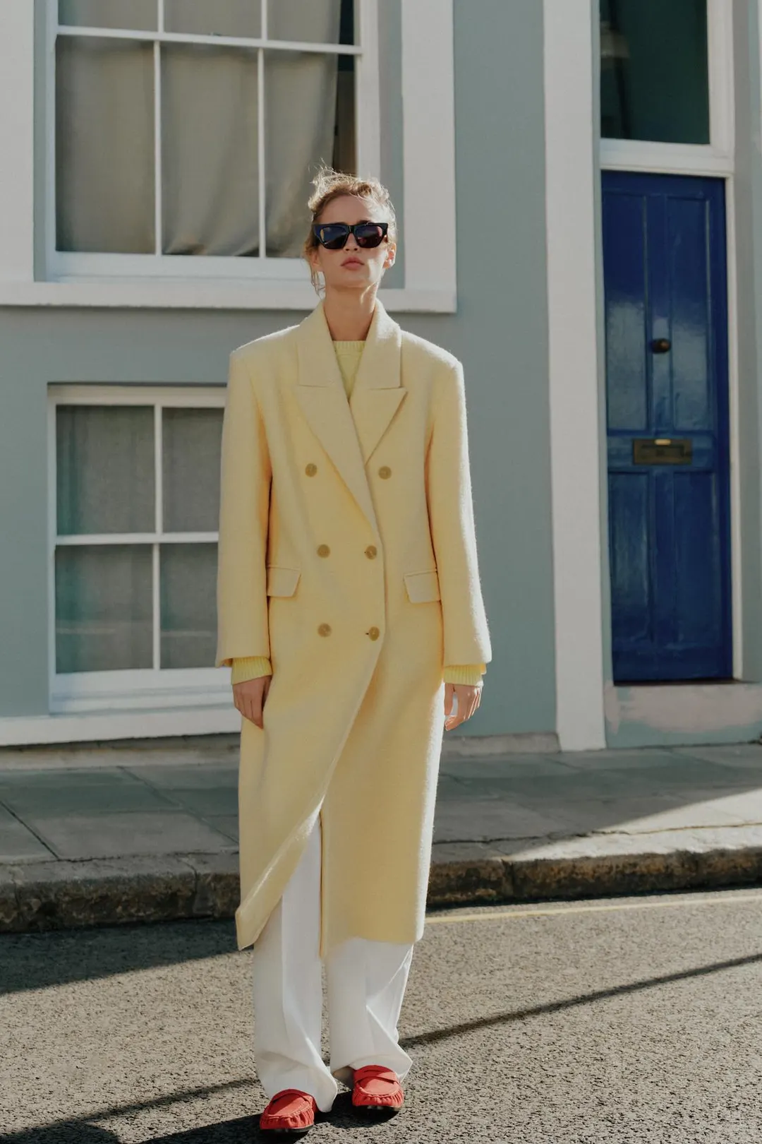 Пальто оверсайз из смесовой шерсти с подплечниками, Zara