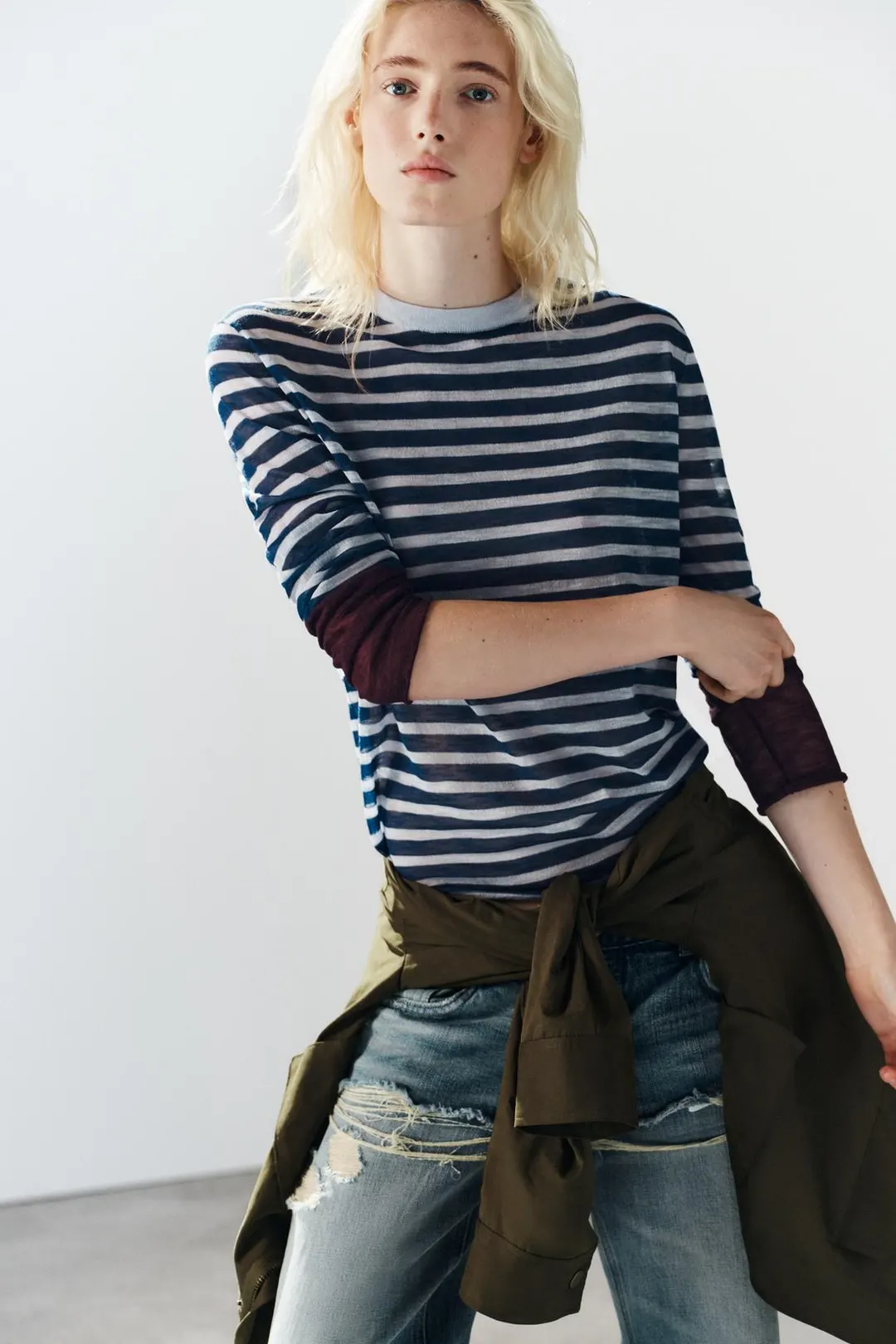 Вязаный джемпер в полоску, Zara