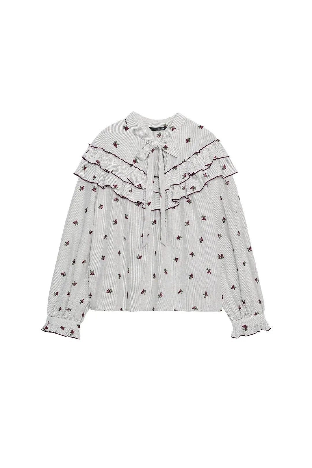 Блузка с вышивкой и оборками, Zara
