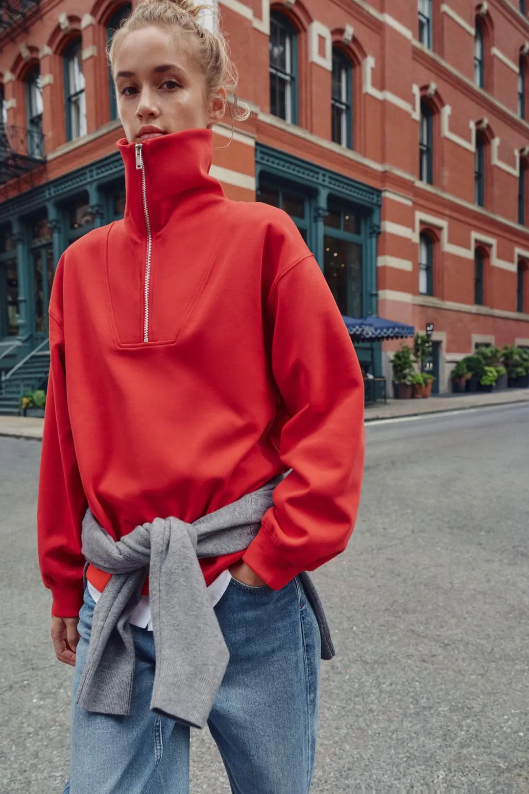 Толстовка из интерлока на молнии, Zara