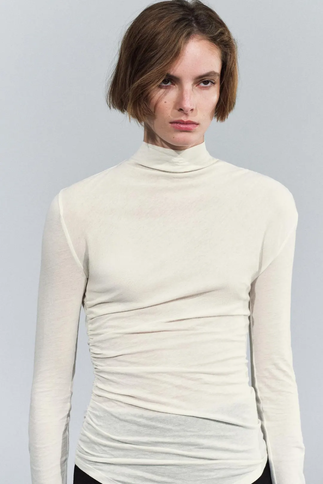 Топ со сборками и высоким воротником, Zara