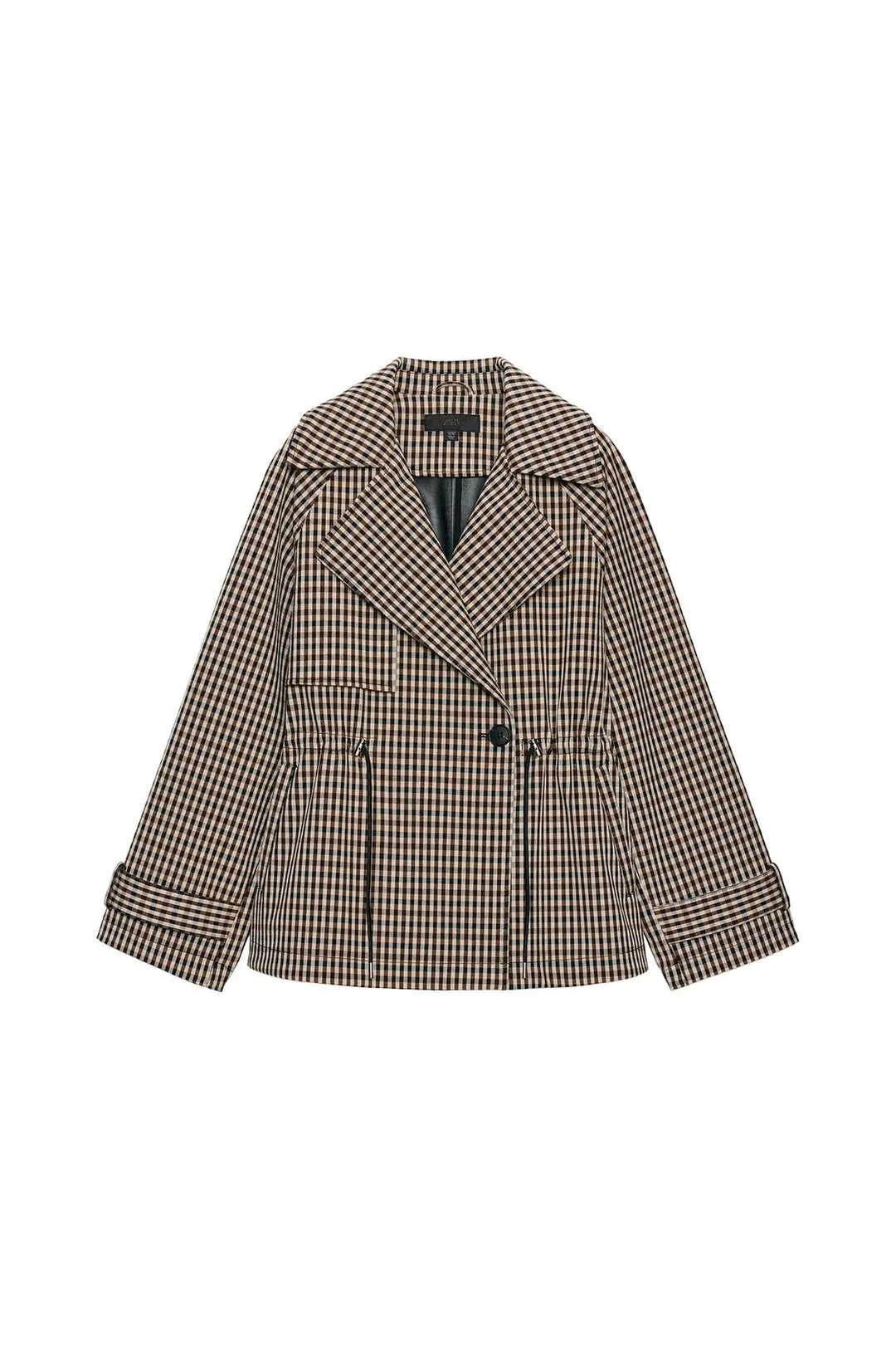 Двубортный клетчатый тренч, Zara