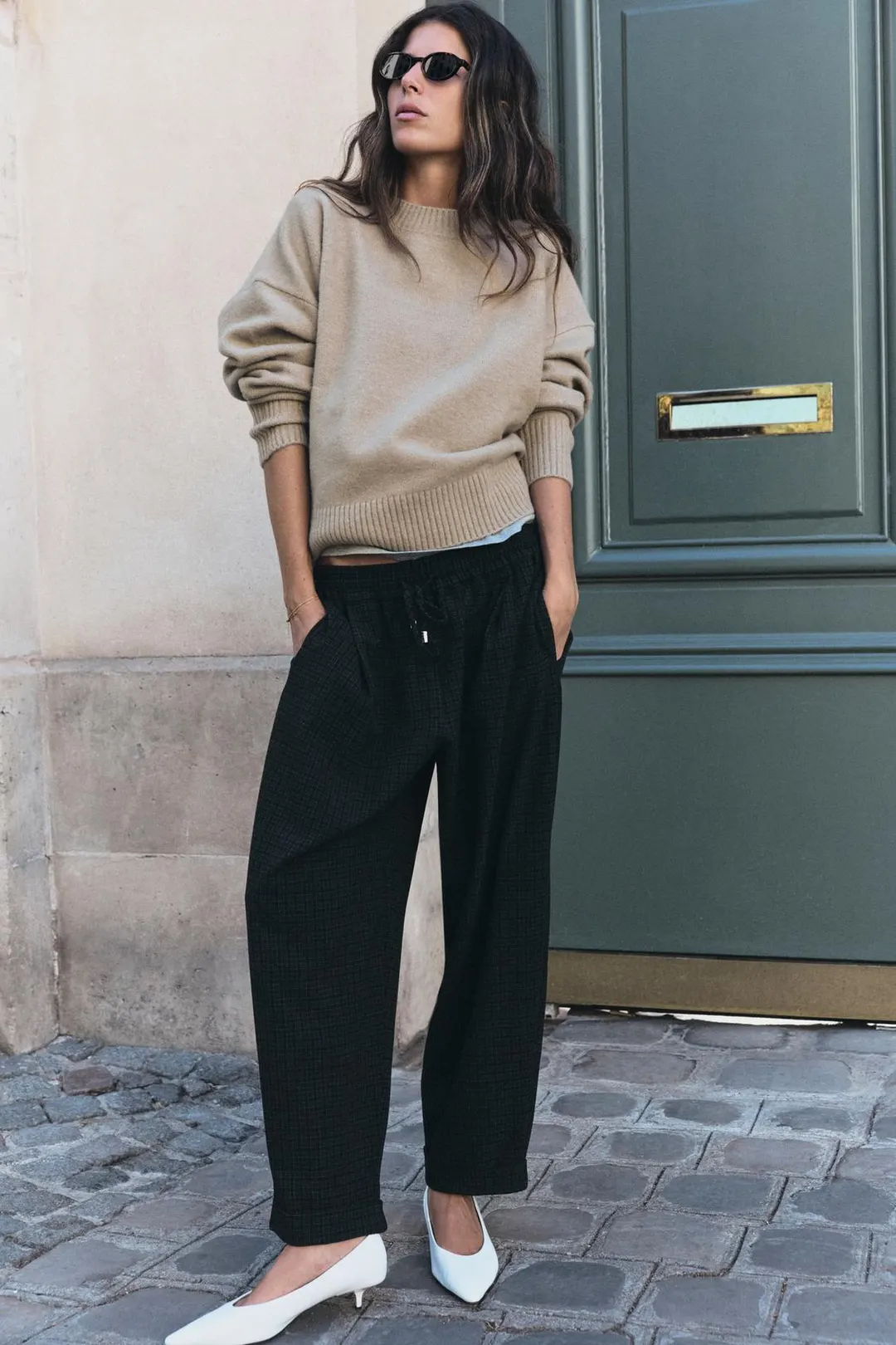 Брюки в клетку с отворотами, Zara
