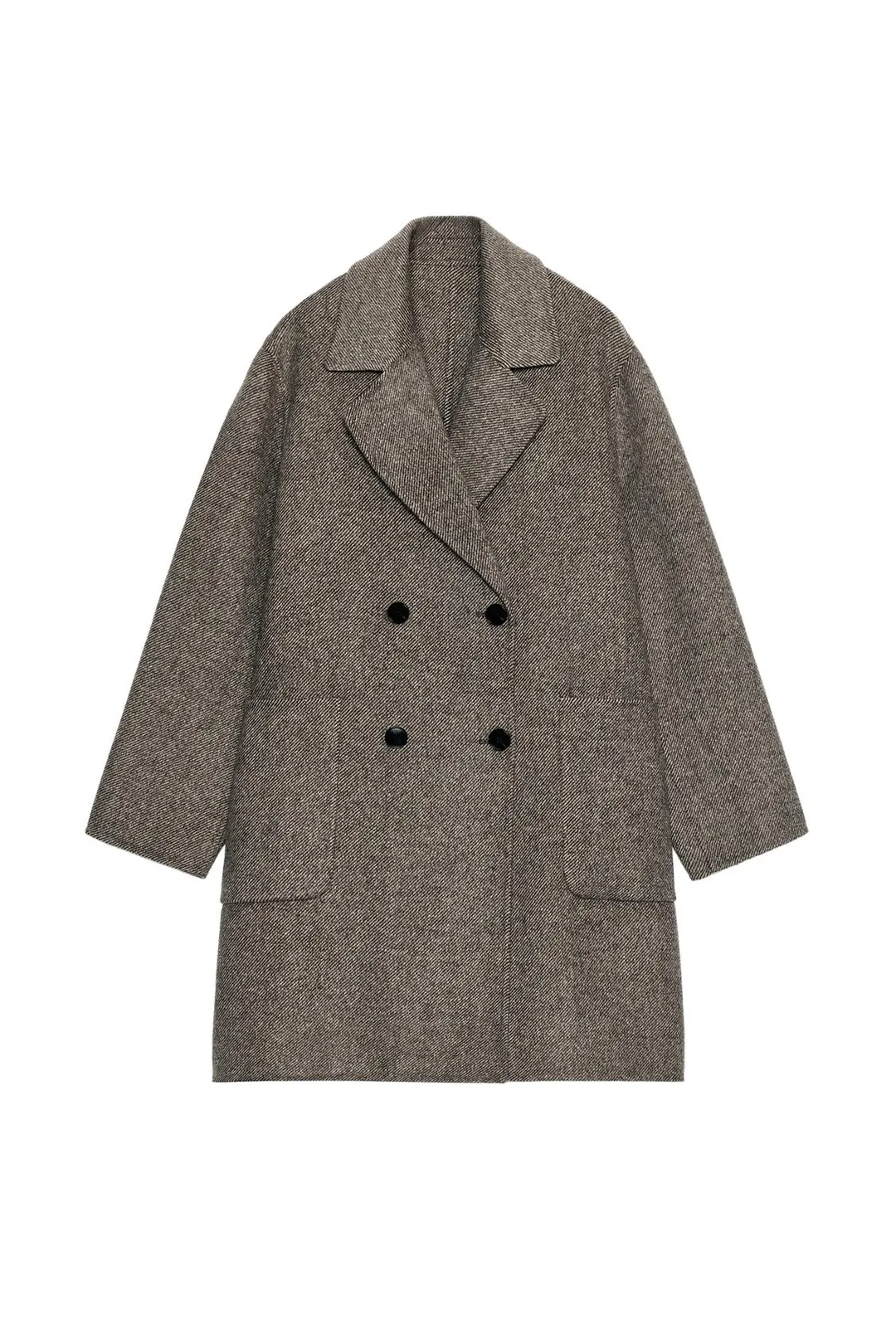 Двубортное пальто из смесовой шерсти, Zara