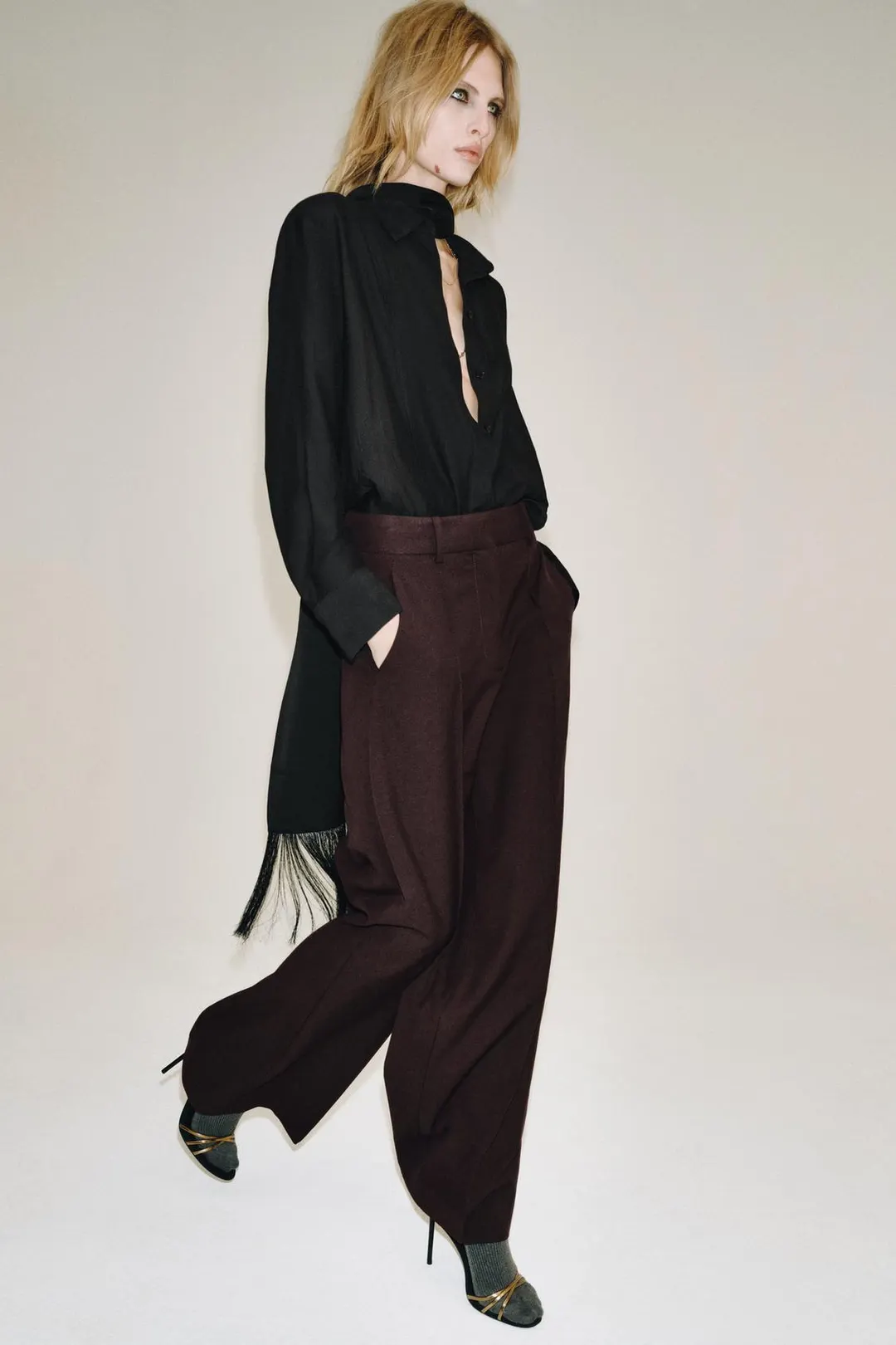 Брюки широкого кроя ZW Collection, Zara
