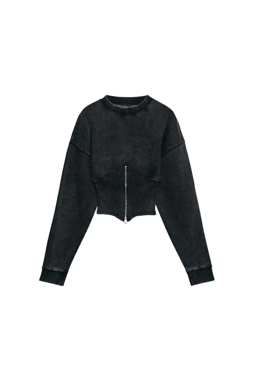Толстовка-корсет на молнии с эффектом выцветания, Zara
