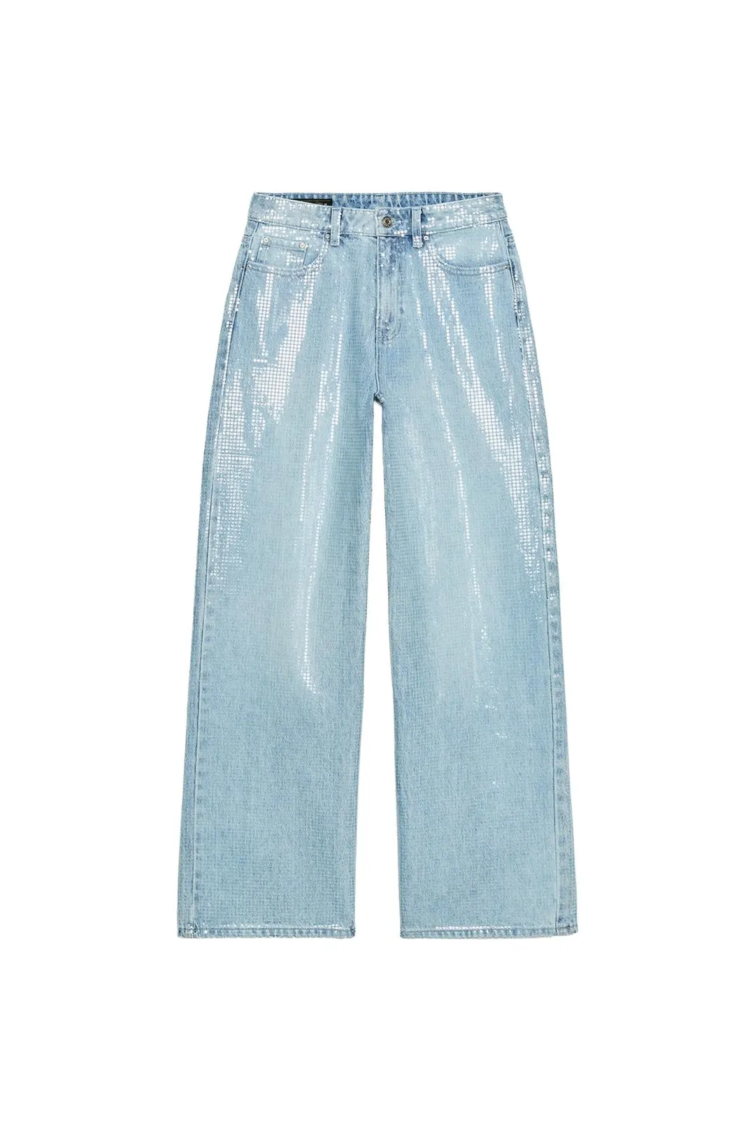 Джинсы прямого кроя со средней посадкой и пайетками Z1975, Zara