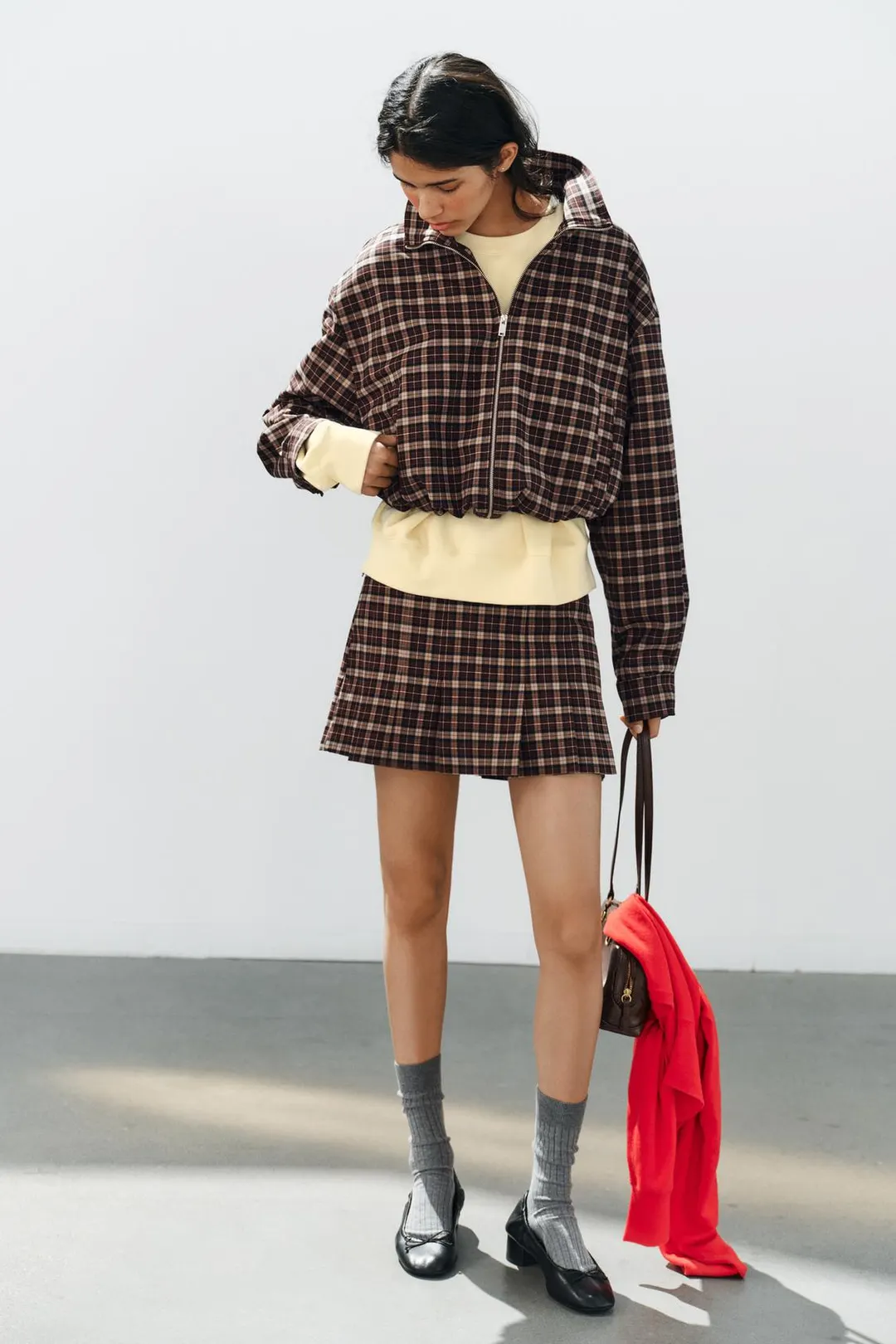 Куртка в клетку на молнии, Zara
