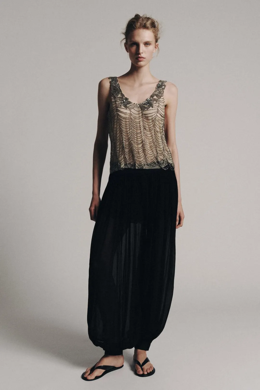 Топ с бусинами ZW Collection, Zara