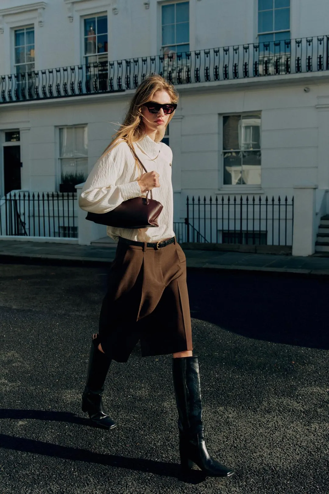 Удлиненные бермуды с ремнем, Zara