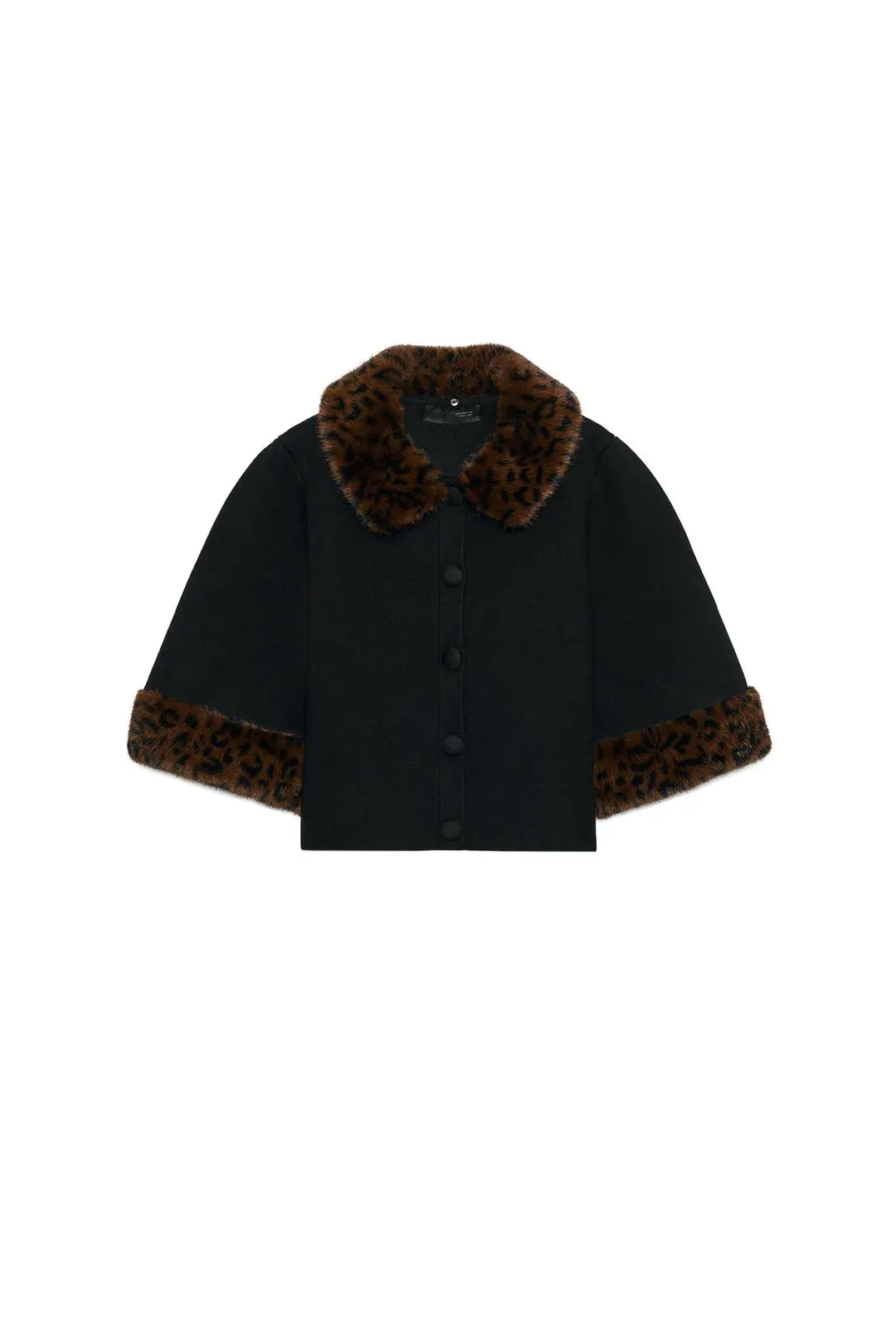Короткая вязаная куртка со съемным лацканом, Zara