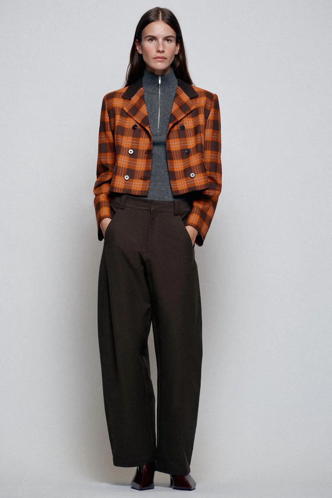 Укороченный жакет в клетку, Zara