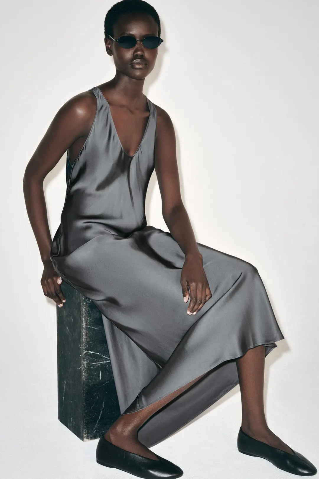 Балетки из кожи без каблука, Zara