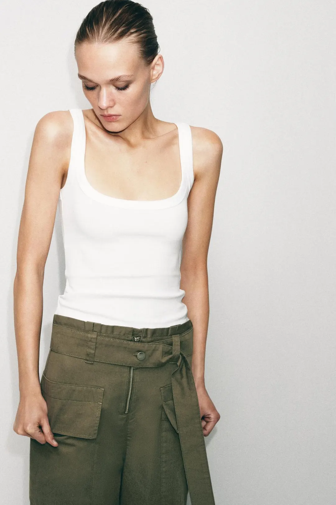 Топ без рукавов из хлопка, Zara