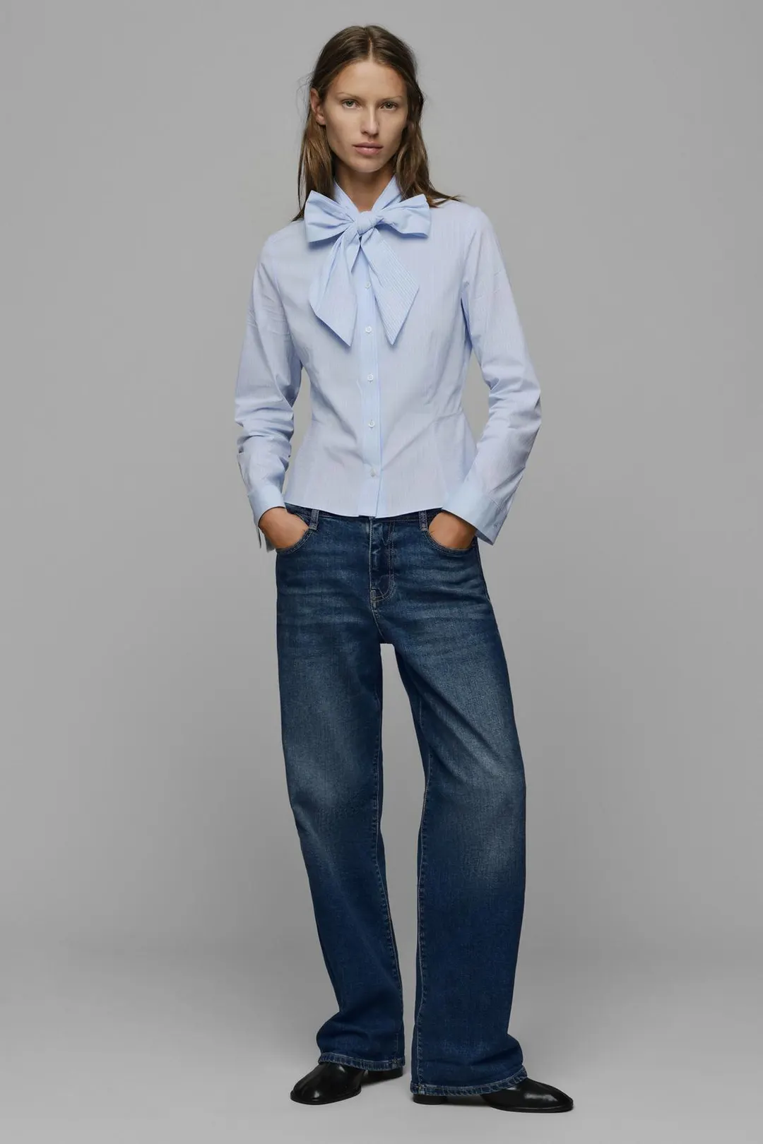 Рубашка в полоску с завязками, Zara