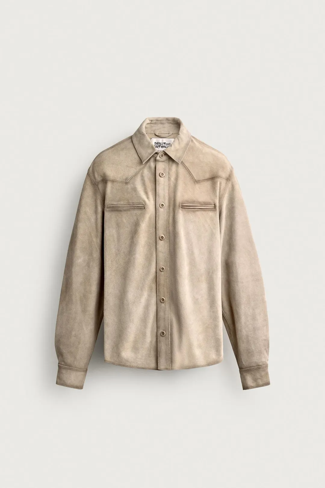 Рубашка верхняя прямого кроя из замши, Zara