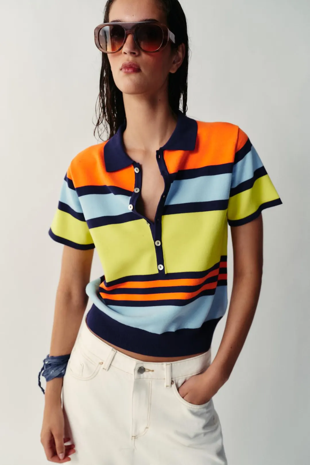 Поло вязаное в полоску, Zara