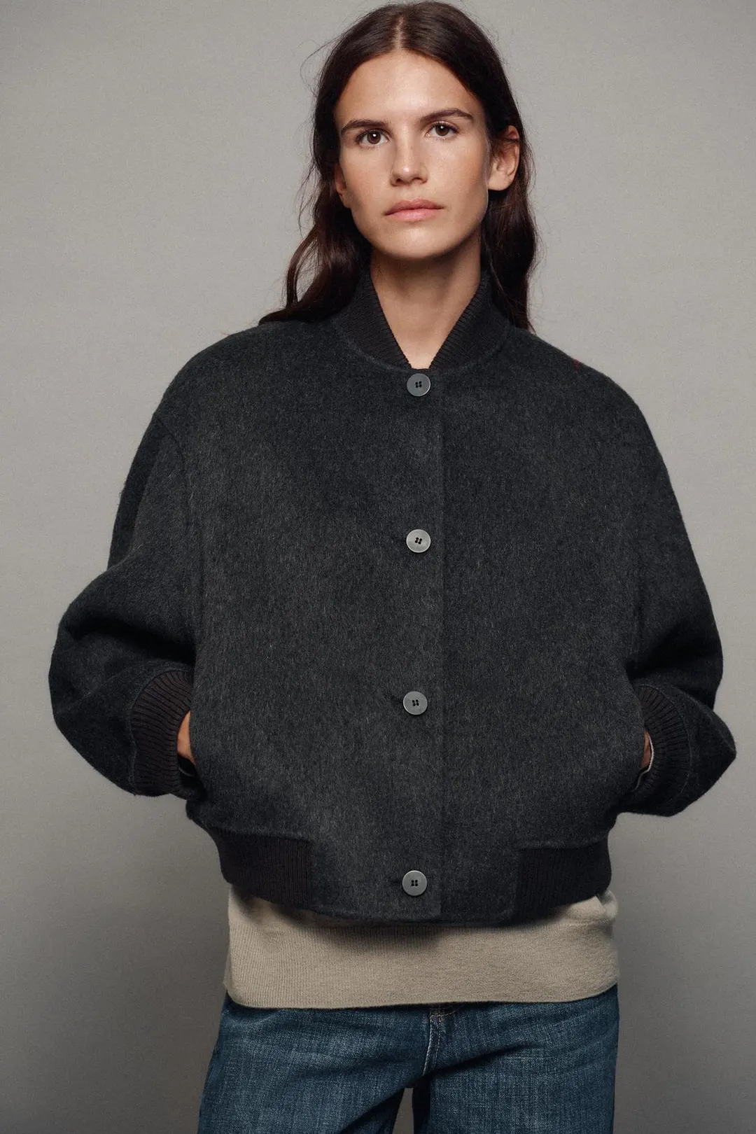 Бомбер из смесовой шерсти ZW Collection, Zara