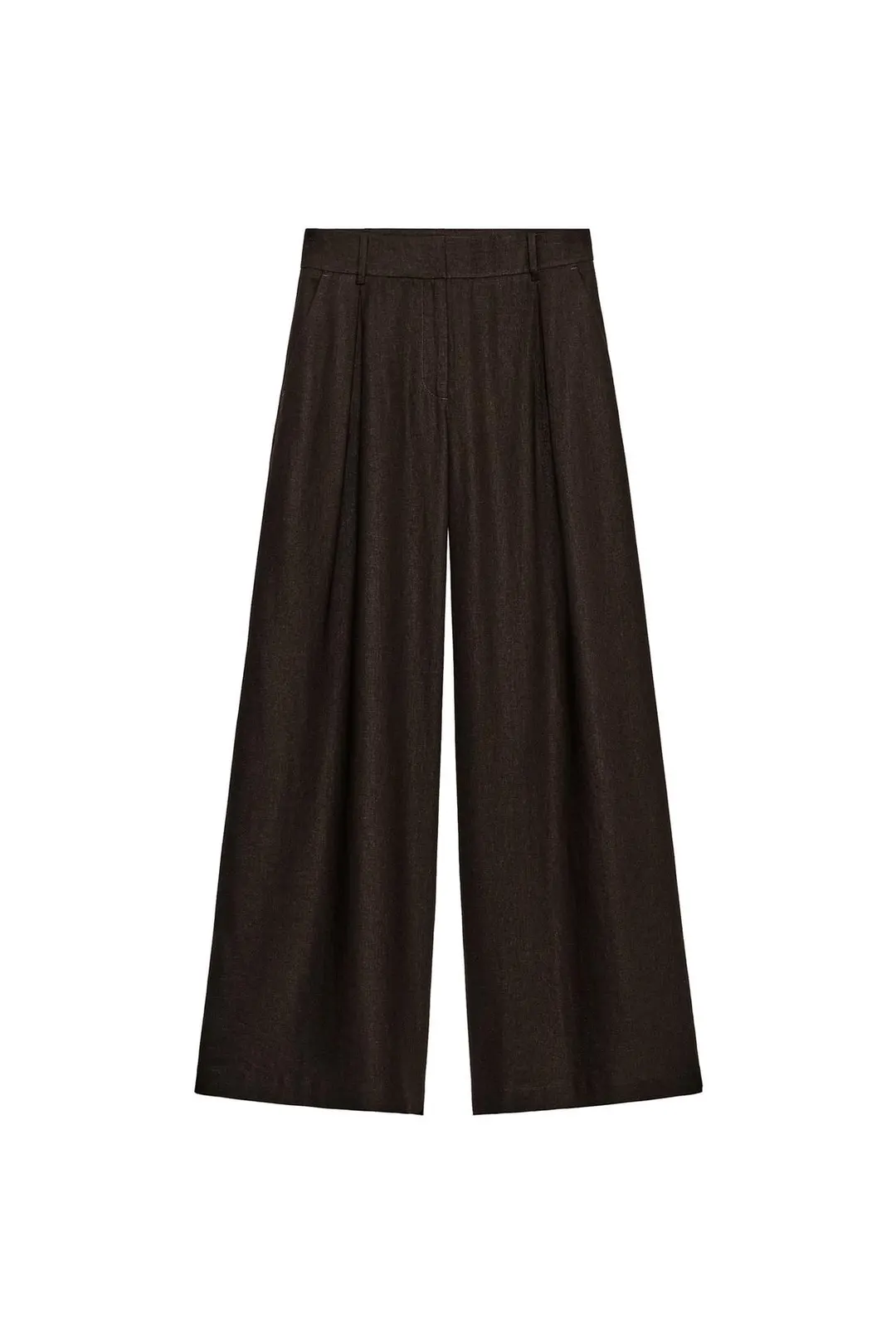 Брюки широкого кроя из смесового льна, Zara