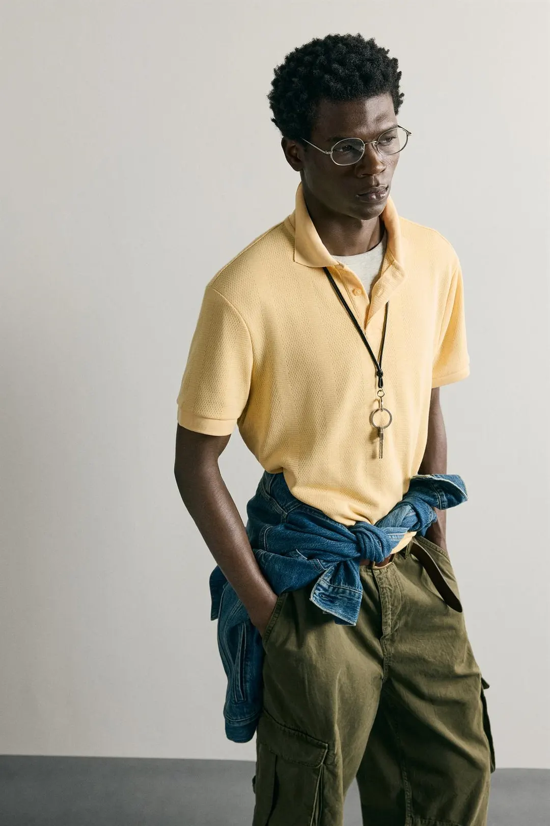 Поло прямого кроя из жаккарда в полоску, Zara