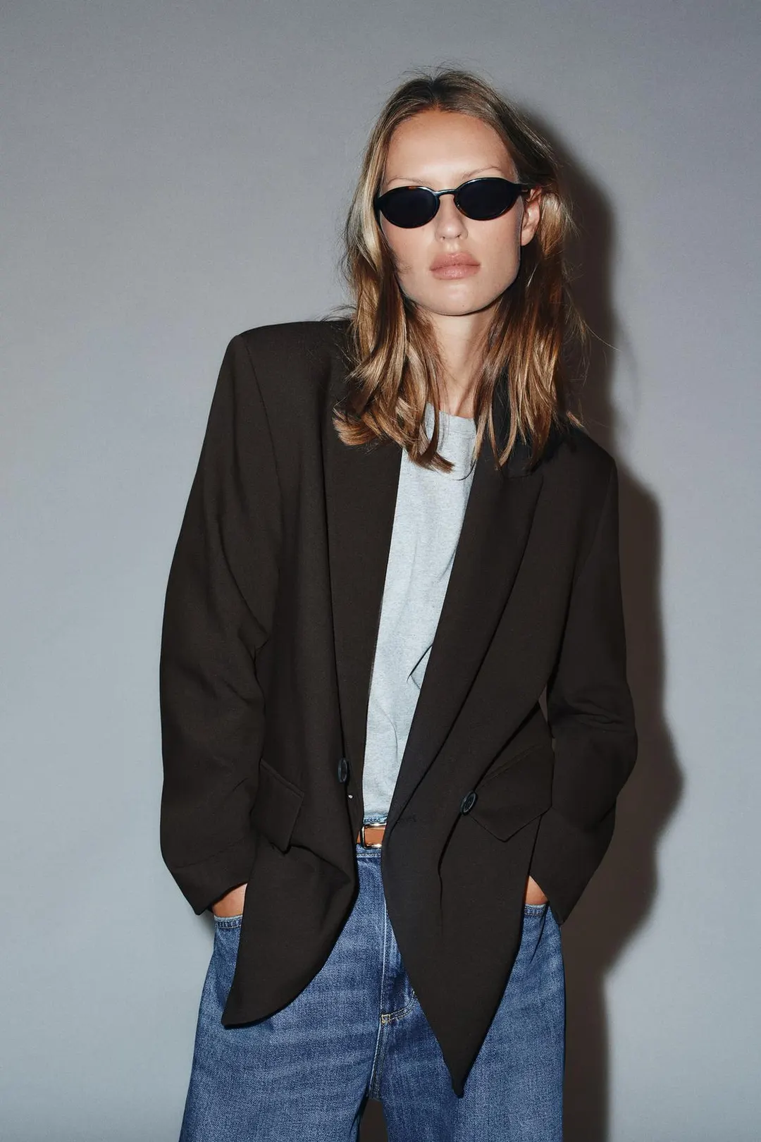 Двубортный блейзер оверсайз, Zara