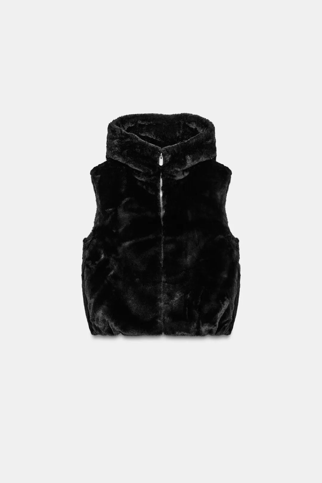 Жилет с капюшоном из искусственного меха, Zara