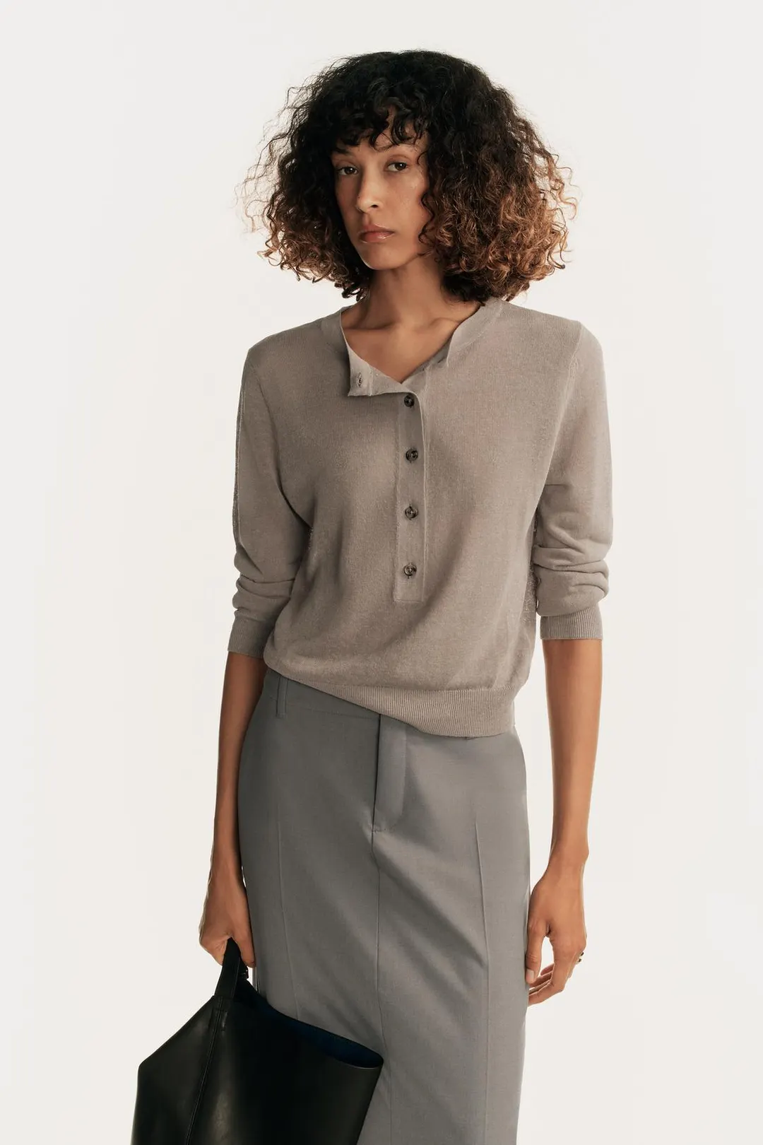 Вязаный свитер хенли, Zara