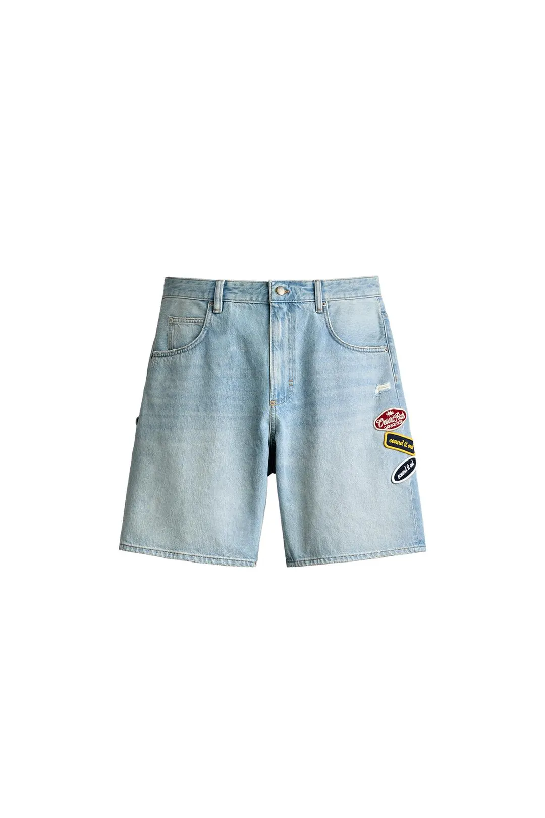 Бермуды джинсовые свободного кроя с нашивками, Zara
