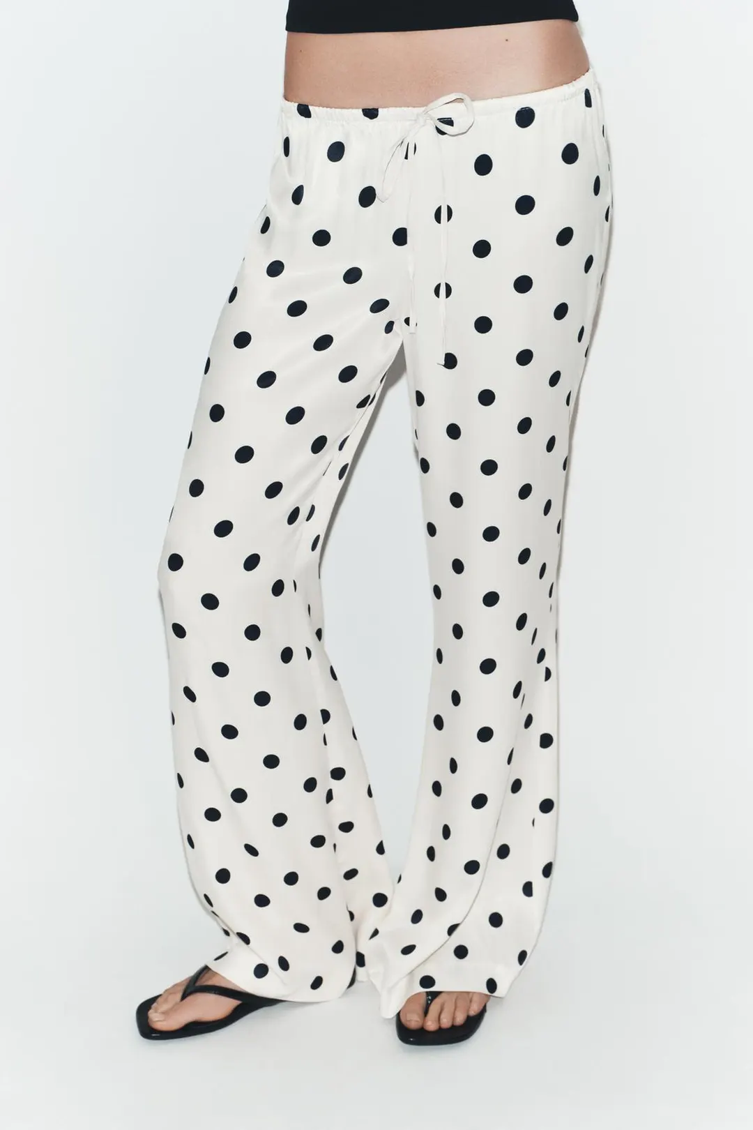 Брюки атласные в горошек на кулиске, Zara