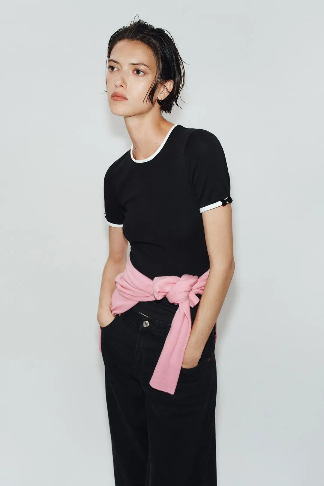 Футболка с контрастными бантами, Zara