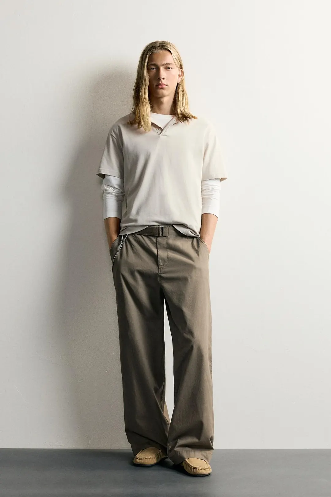 Брюки свободного кроя с поясом, Zara