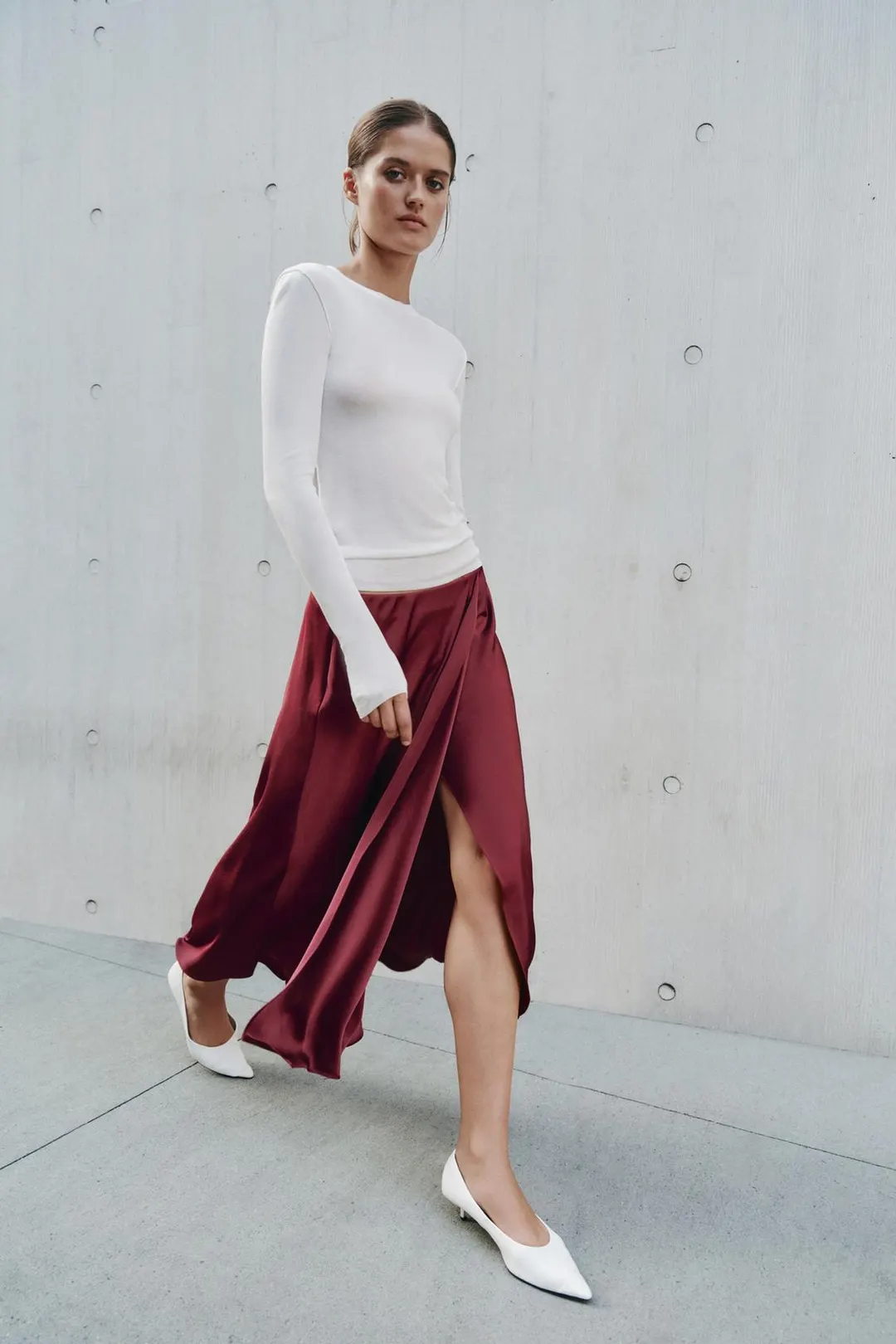 Юбка миди из сатина с запахом, Zara