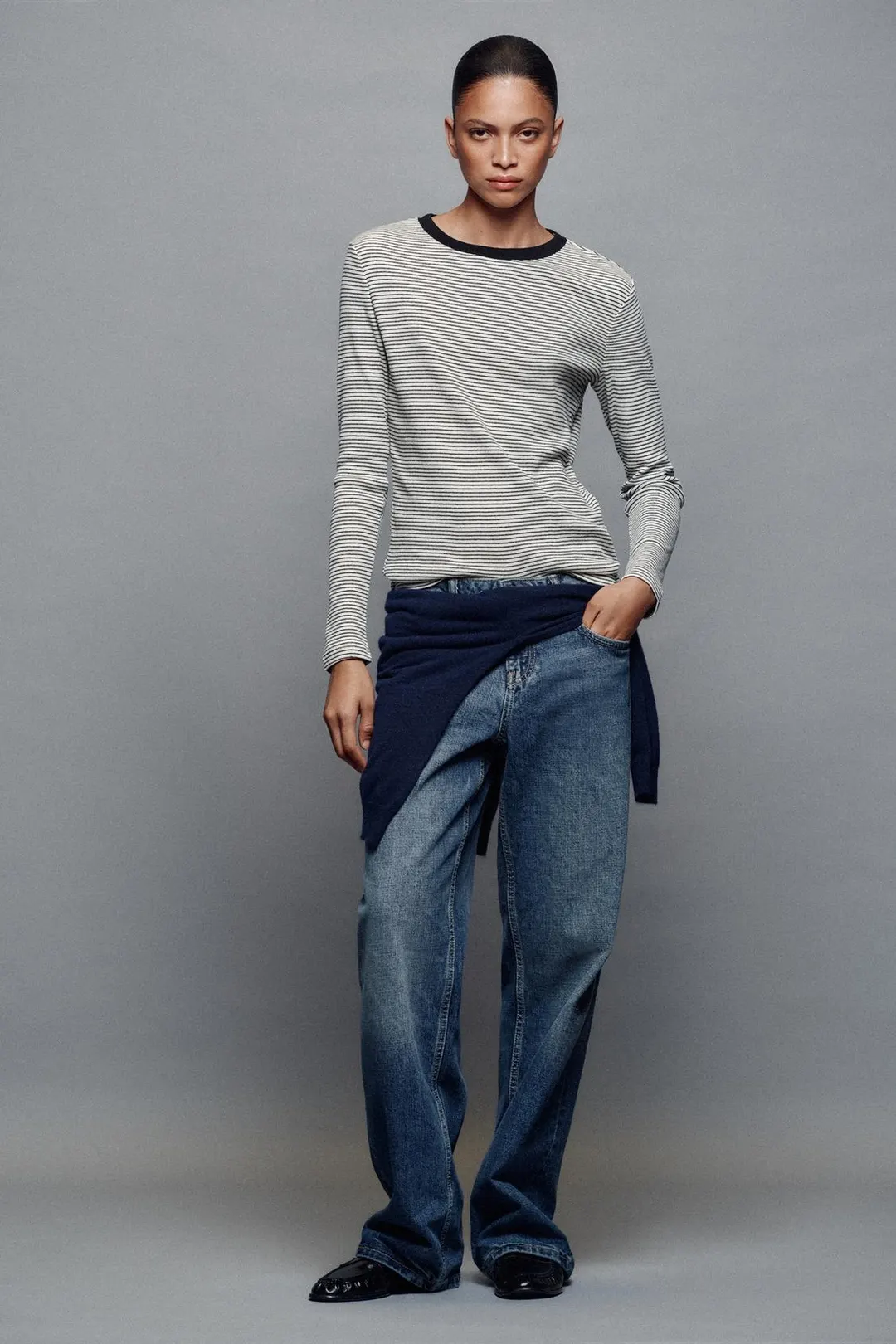 Футболка в рубчик в полоску, Zara