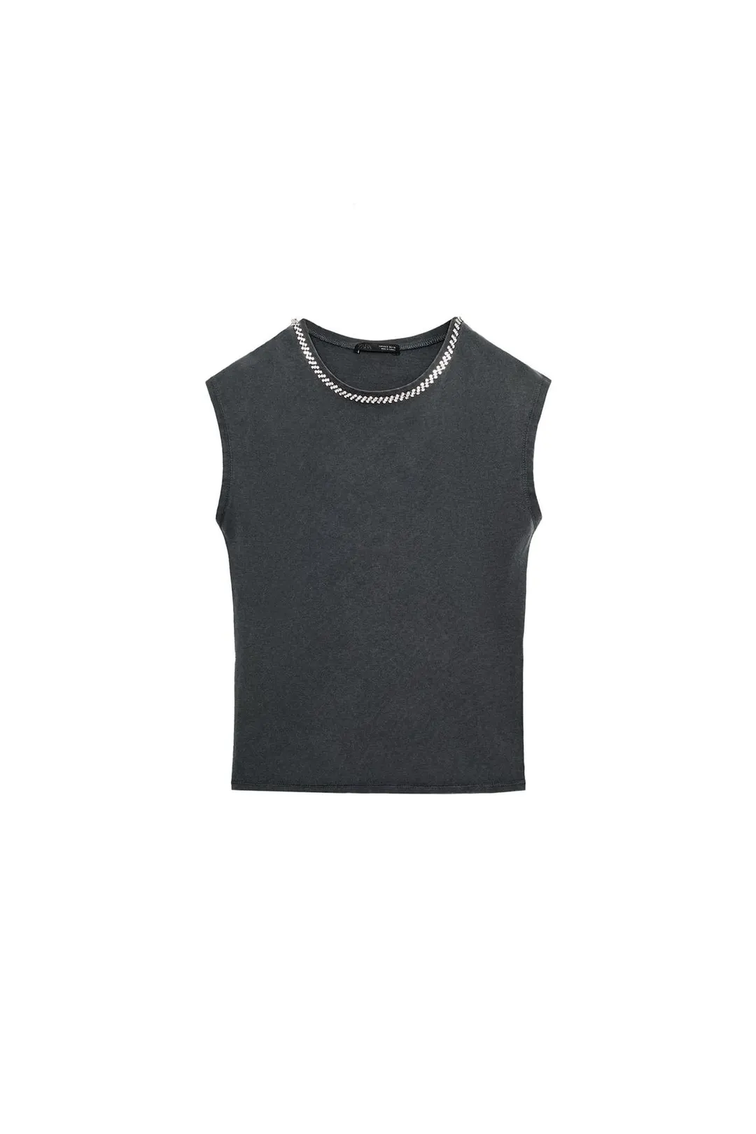 Футболка с эффектом стирки и декоративными камнями, Zara