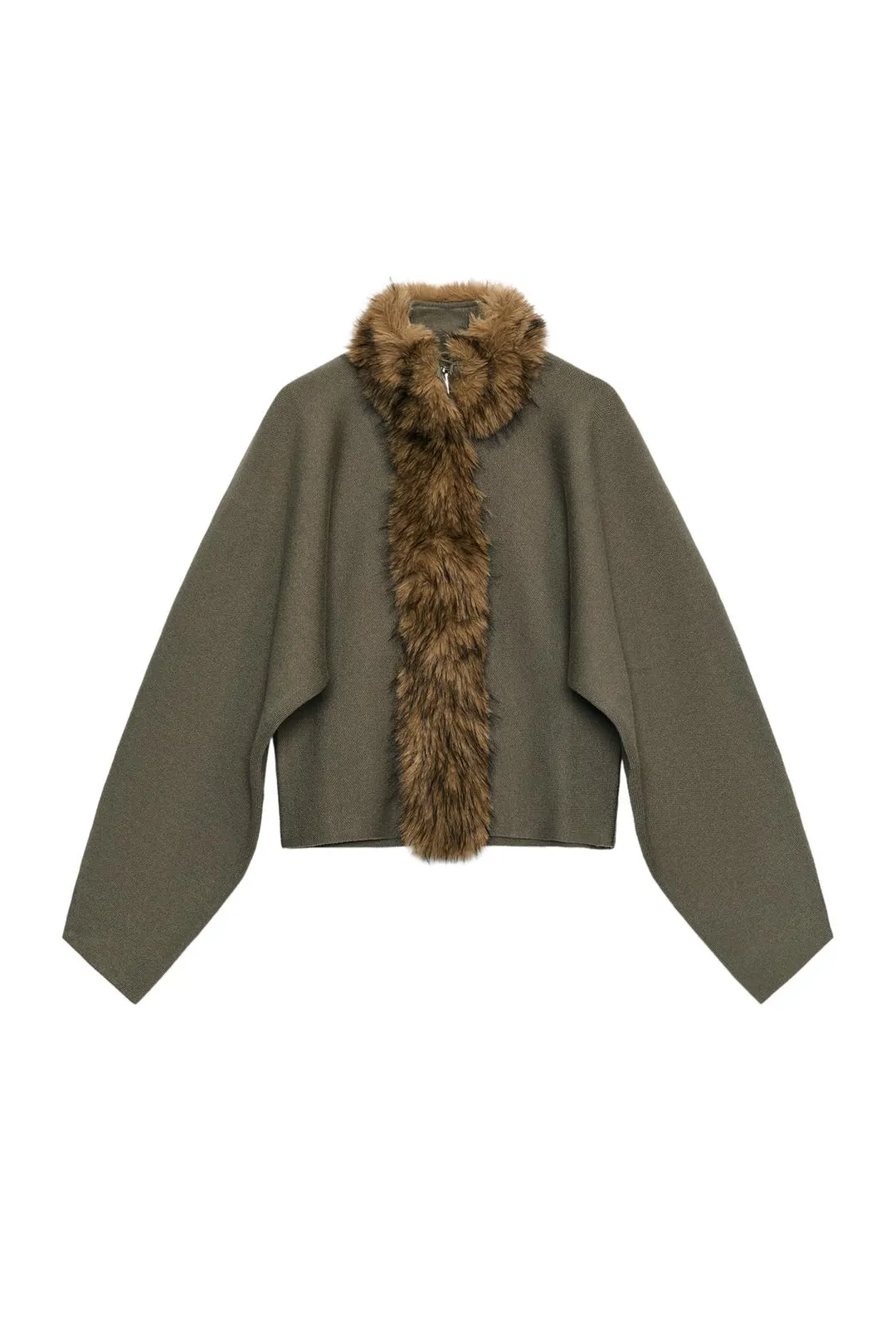 Комбинированный кардиган из искусственного меха, Zara