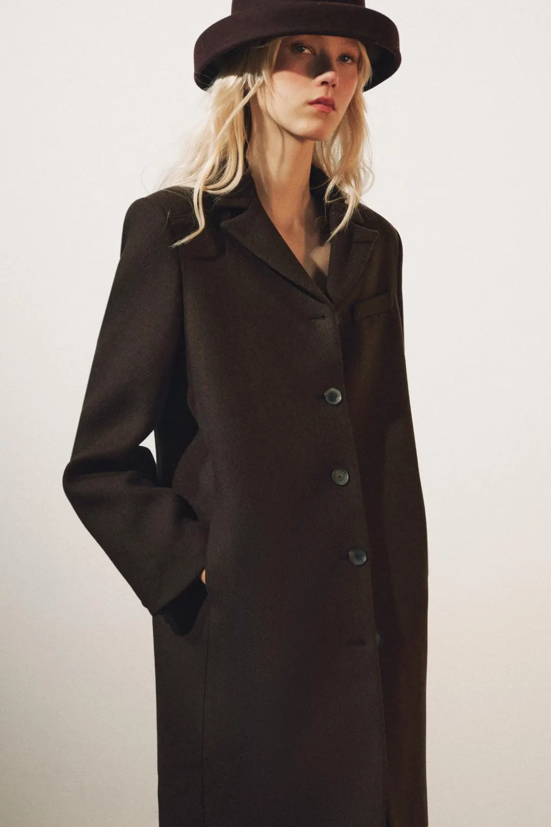 Пальто миди из смесовой шерсти ZW Collection, Zara