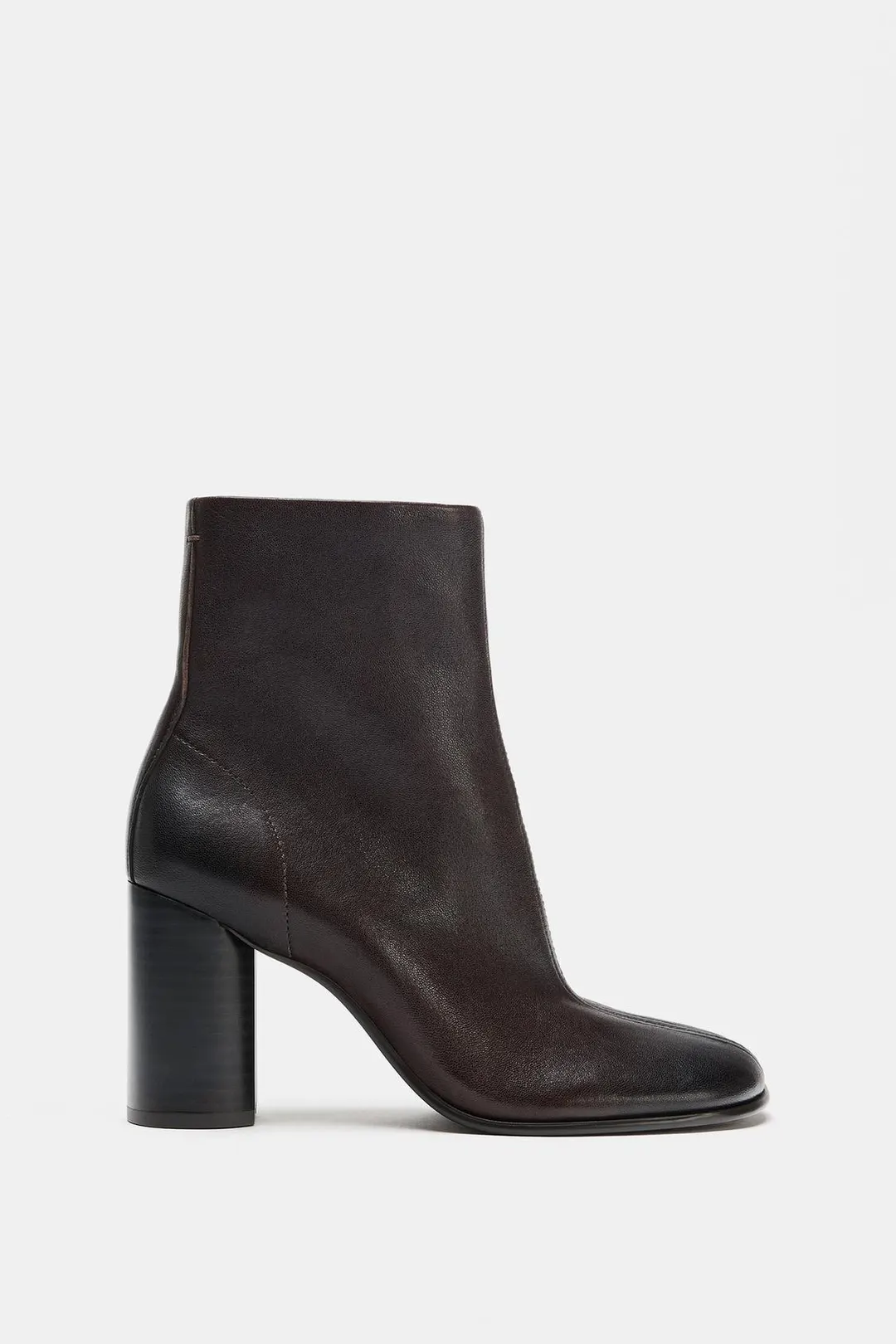 Кожаные ботильоны на каблуке, Zara