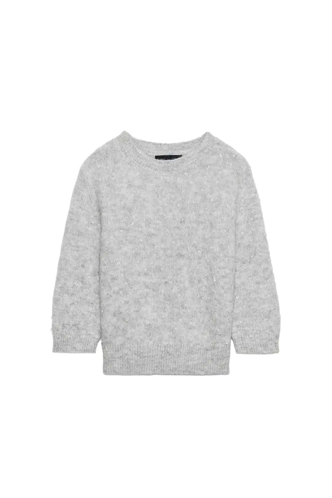 Вязаный джемпер с ворсистым эффектом и бусинами, Zara