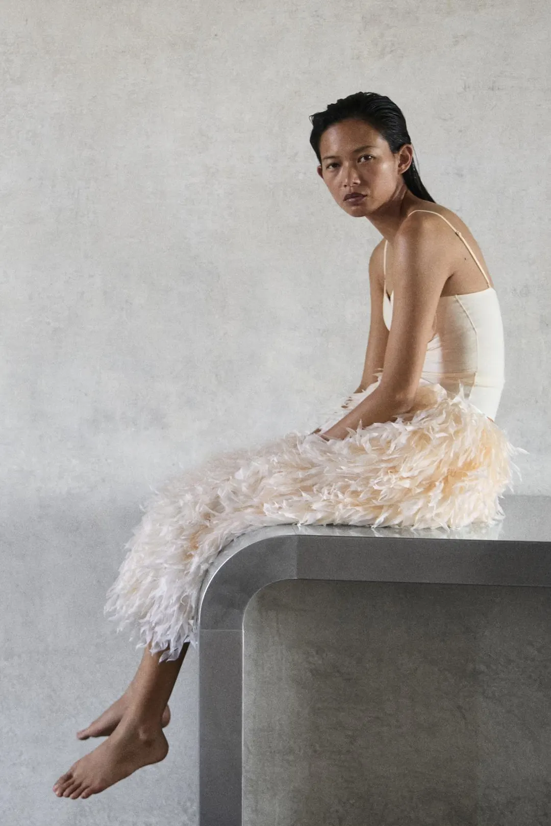 Юбка с перьями Limited Edition ZW Collection, Zara
