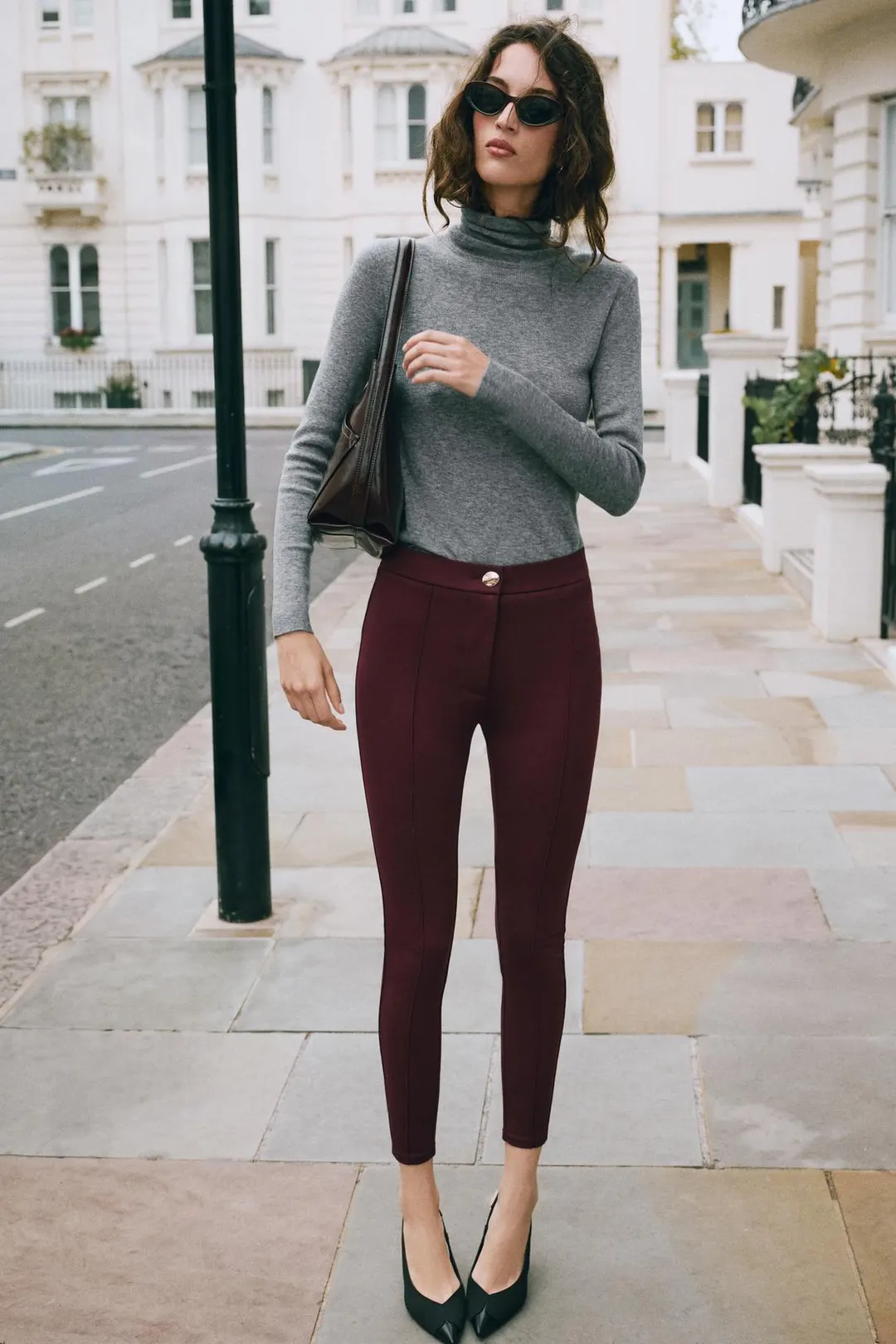 Легинсы с высокой посадкой и защипами, Zara