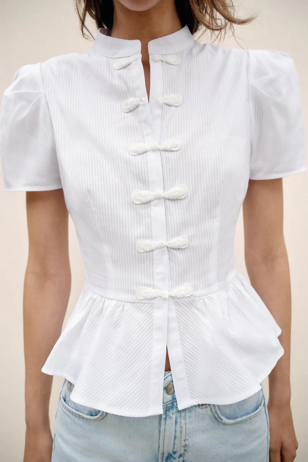 Рубашка с баской и застежкой в стиле дафлкот, Zara