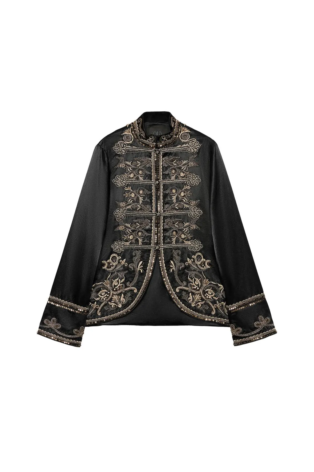 Куртка с вышивкой и застежкой на узелки ZW Collection, Zara