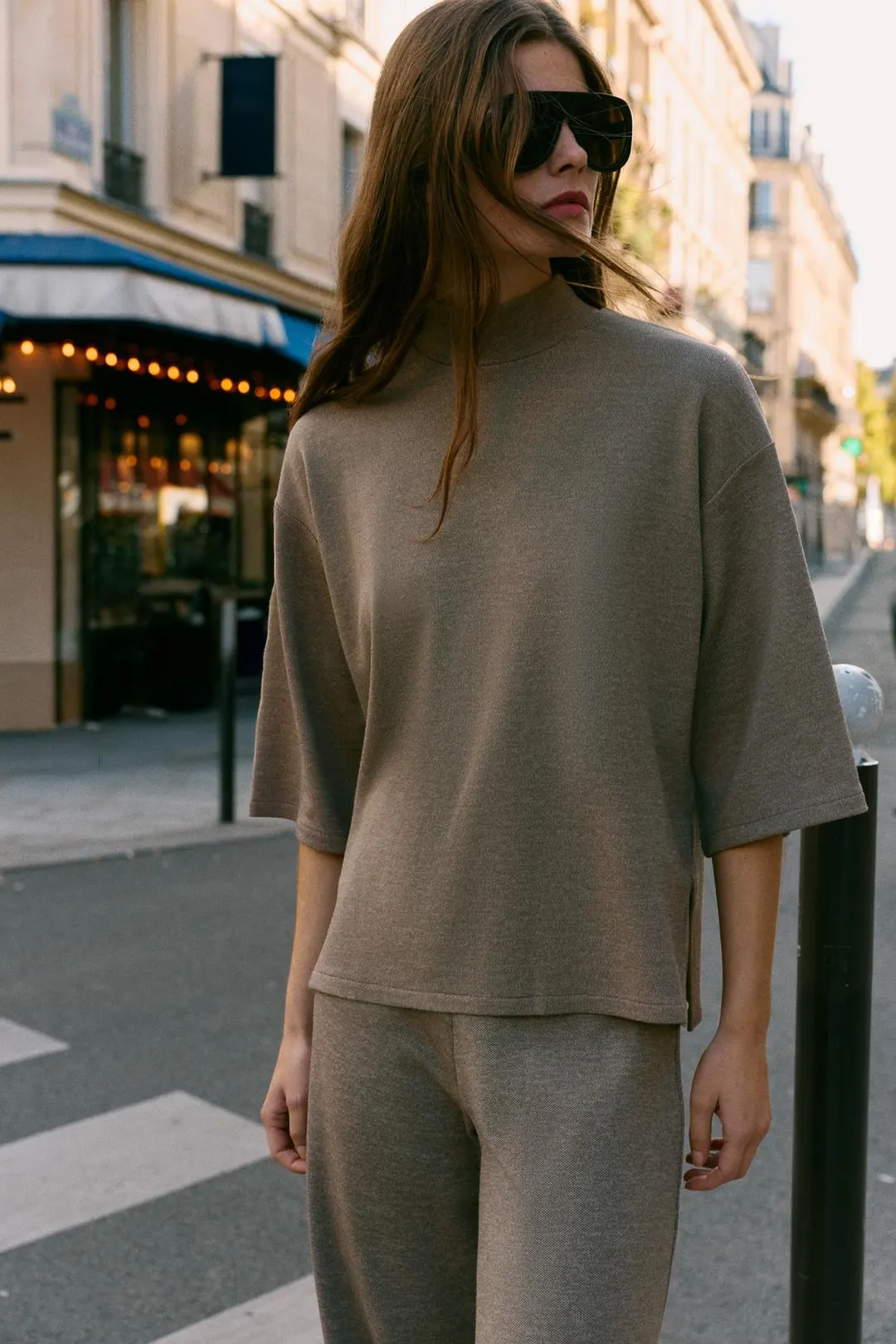 Футболка из пике с высоким воротником, Zara
